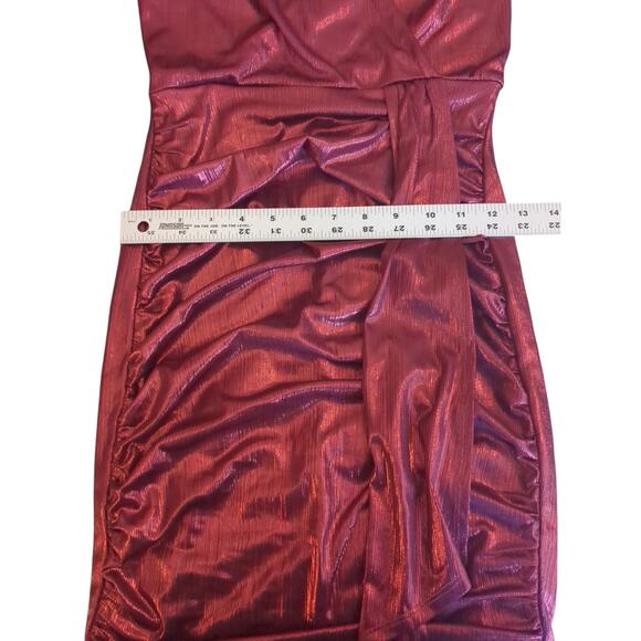 BCX Dress Size Small Red Long Sleeve Faux Wrap Surplice Long Sleeves - Picture 7 of 10